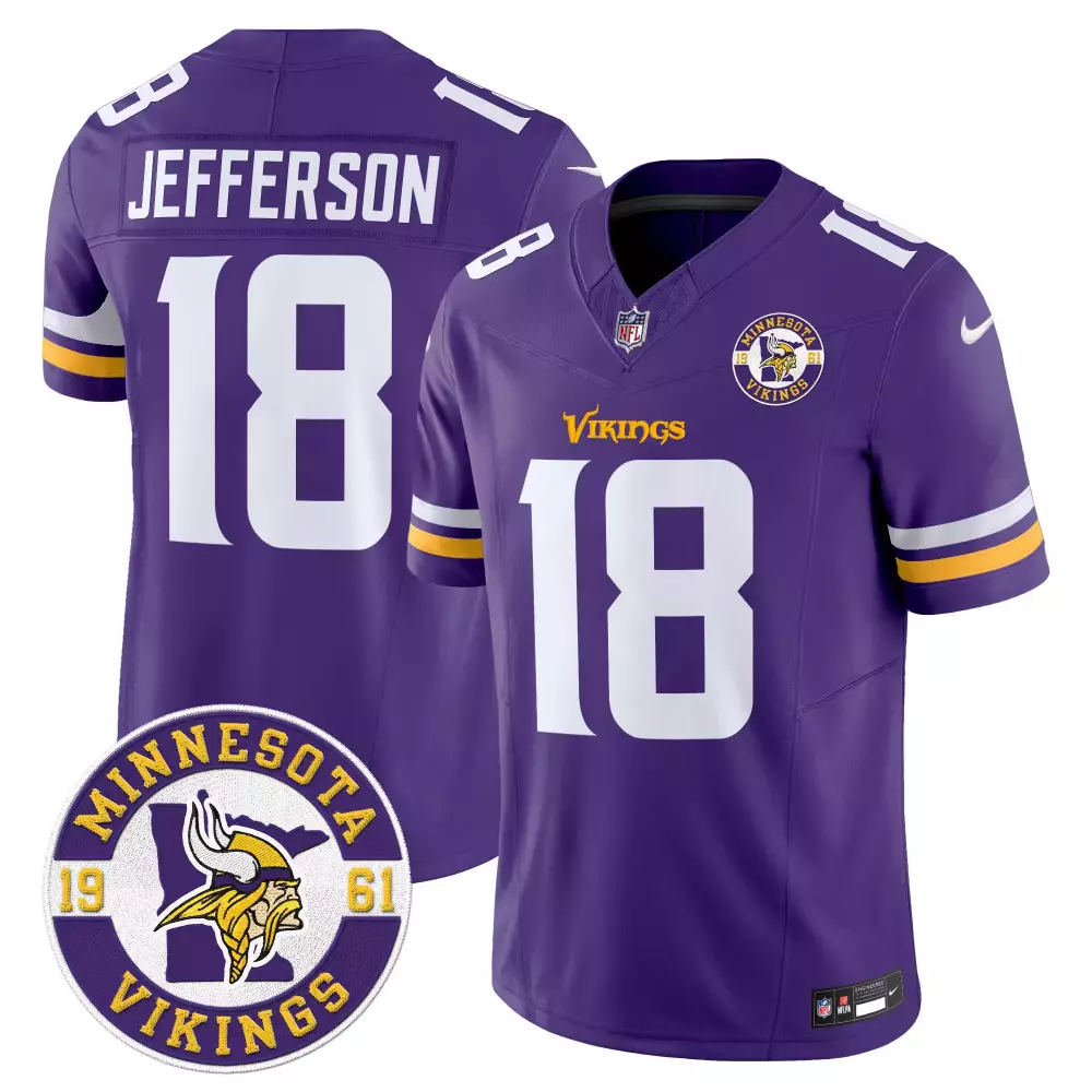 justin jefferson purple alternate womens minnesota vikings kings of the north patch vapor premier limited jersey all sti