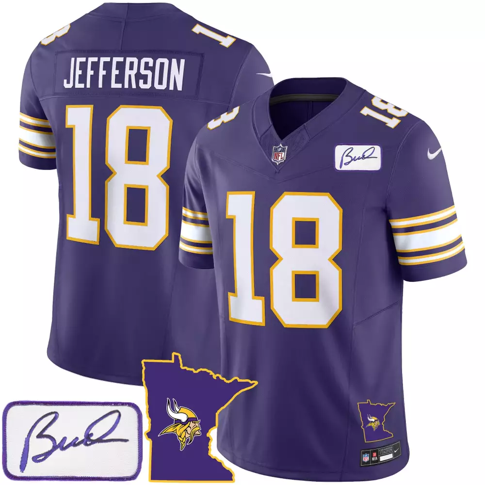justin jefferson purple mens minnesota vikings bud grant patch classic limited jersey v2 all stitched