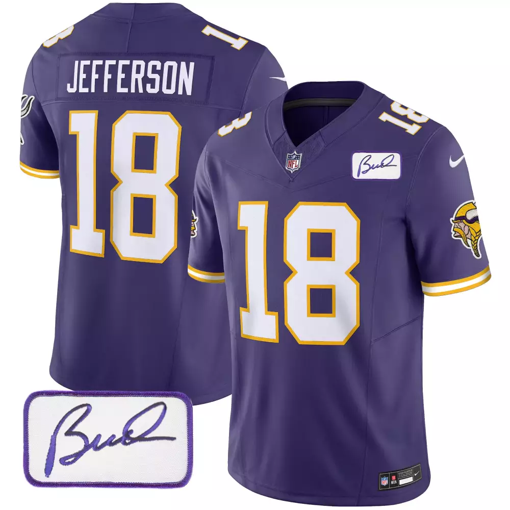 justin jefferson purple mens minnesota vikings bud grant patch classic limited jersey v2 all stitched