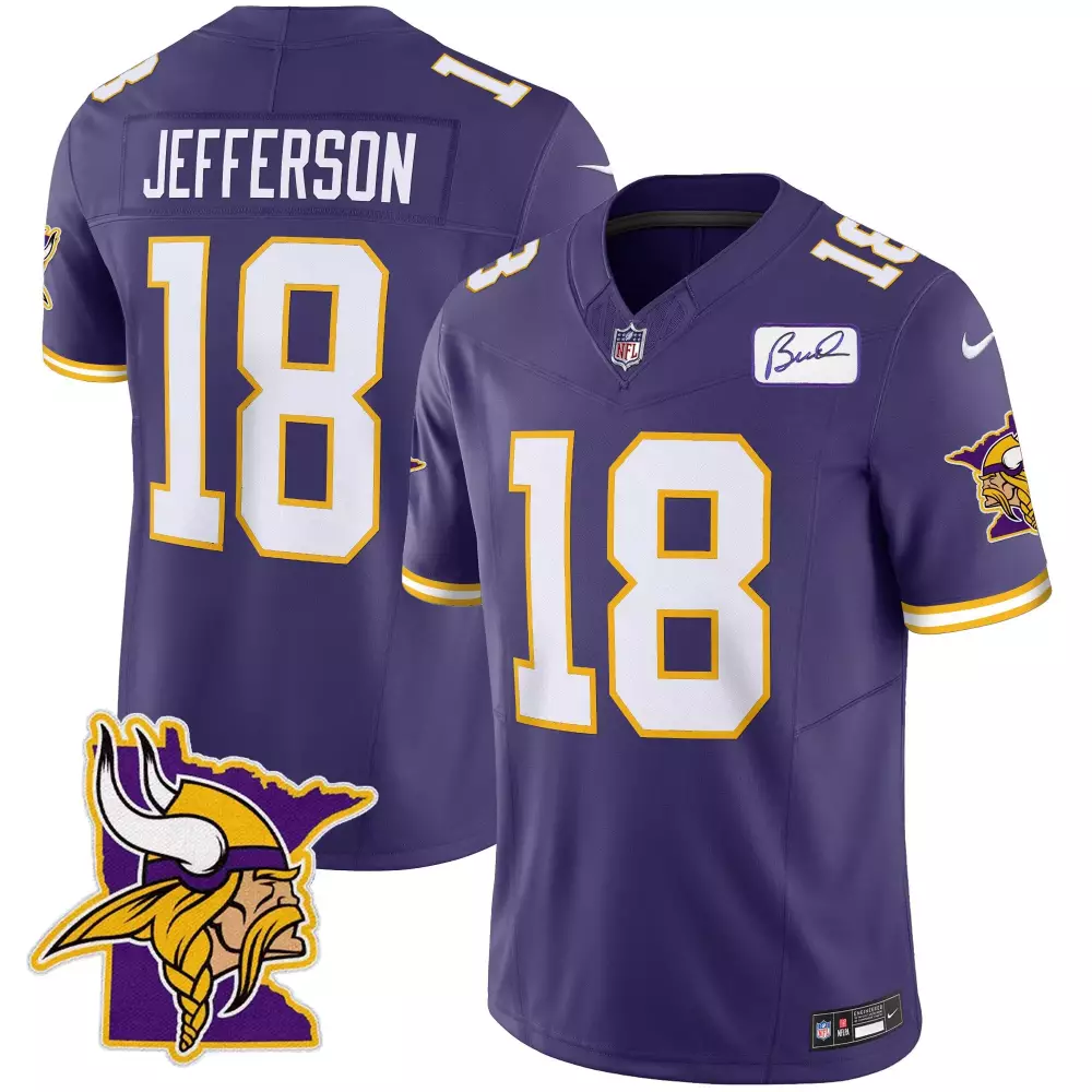 justin jefferson purple mens minnesota vikings bud grant patch classic limited jersey v2 all stitched