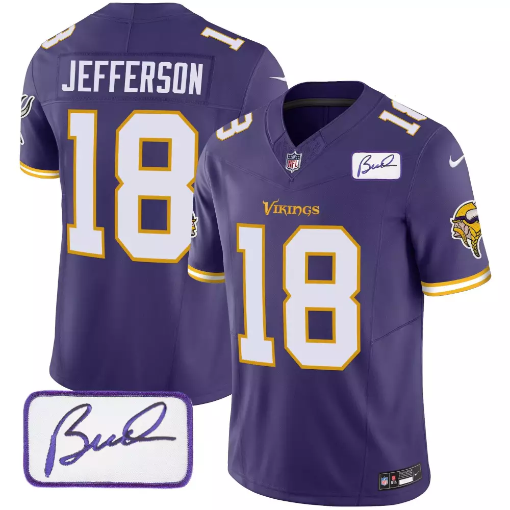justin jefferson purple mens minnesota vikings bud grant patch classic limited jersey v2 all stitched