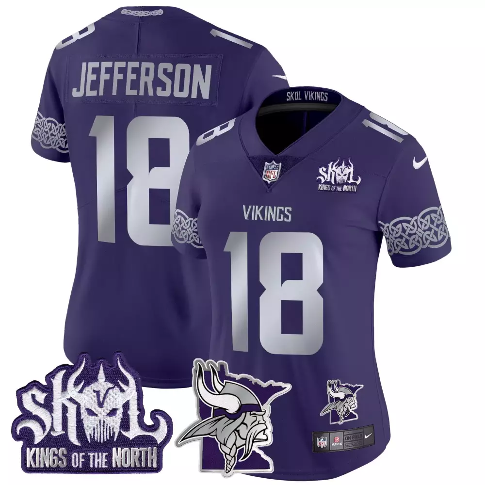 justin jefferson purple mens vikings nordic pattern vapor limited jersey all stitched