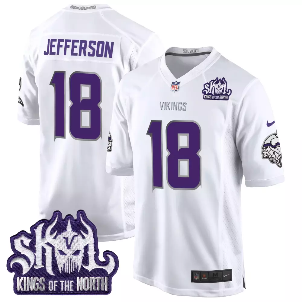 Justin Jefferson White Limited Game Jersey | 2024 Winter Warrior Skol Patch | Minnesota Vikings | All Stitched | For Men, Women & Youth