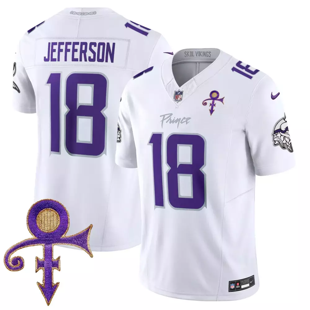 justin jefferson white gold mens vikings 2024 winter warrior skol patch gold vapor limited jersey all stitched