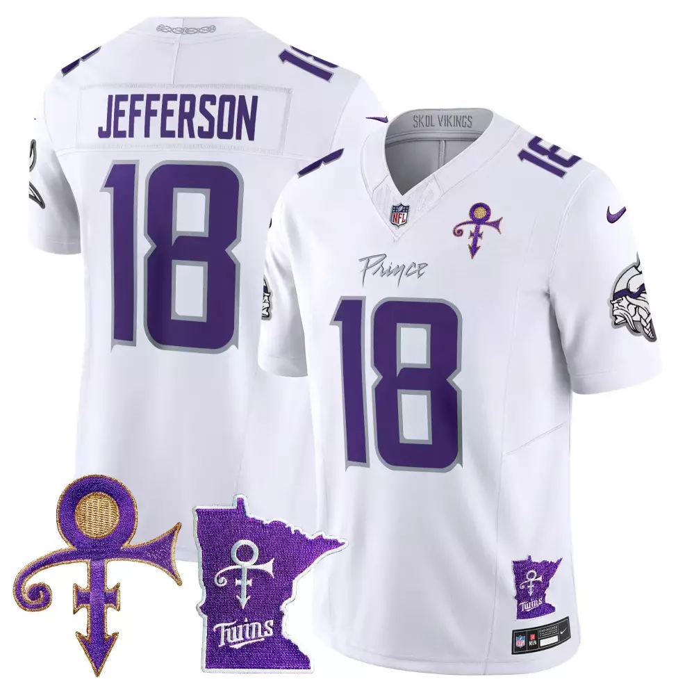 justin jefferson white gold mens vikings 2024 winter warrior skol patch gold vapor limited jersey all stitched