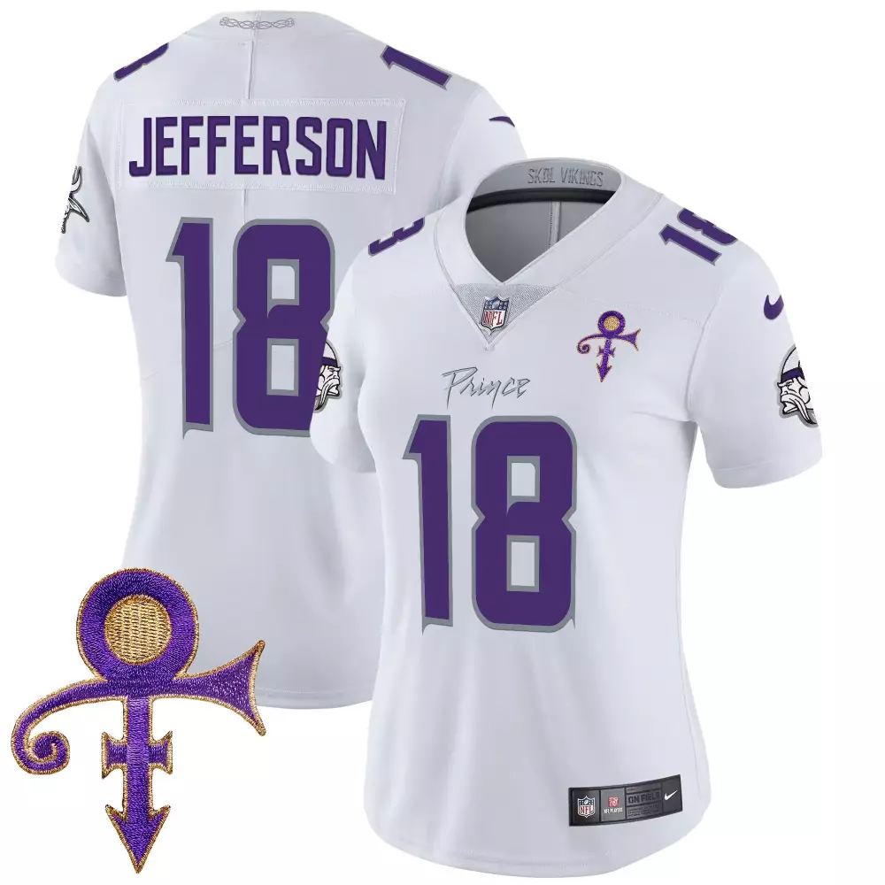 justin jefferson white limited mens vikings 2024 winter warrior skol patch vapor elite jersey all stitched