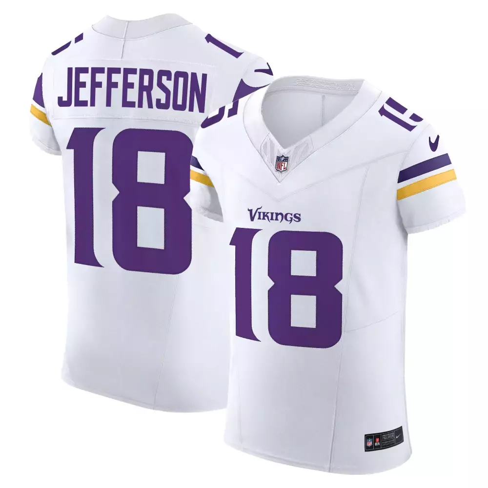 justin jefferson white mens minnesota vikings kings of the north patch vapor limited jersey all stitched