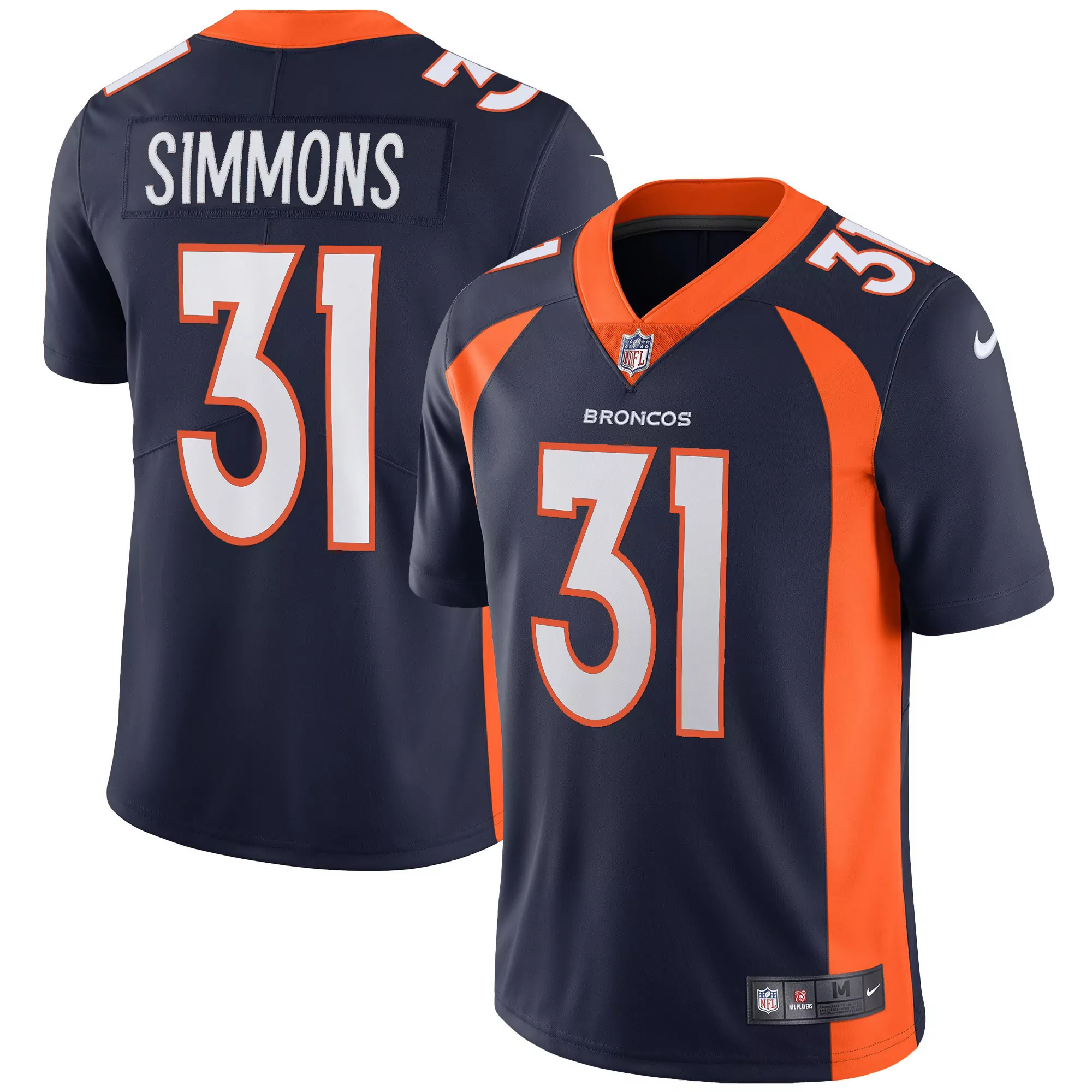 justin simmons navy mens denver broncos vapor jersey all stitched