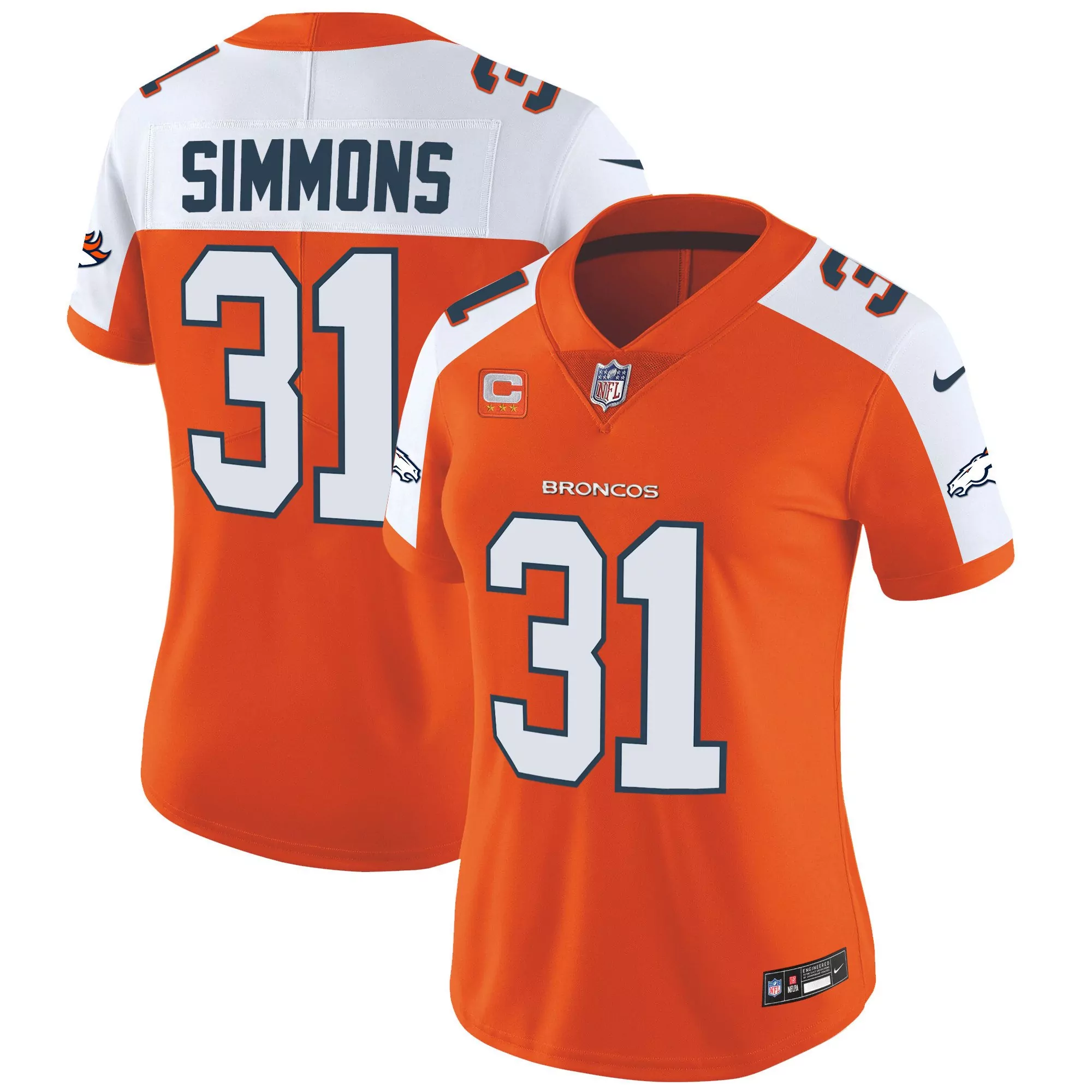 justin simmons orange alternate womens denver broncos vapor limited jersey all stitched