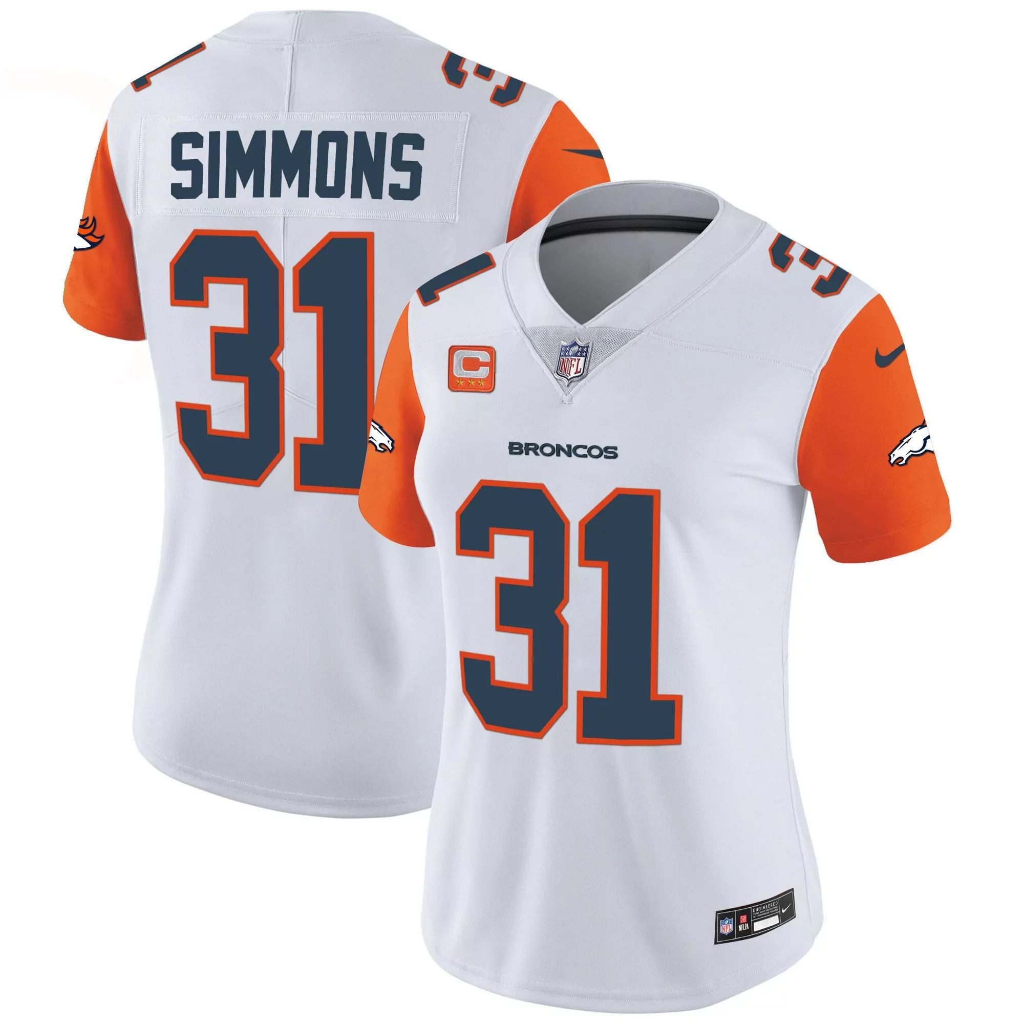 justin simmons orange sleeves mens denver broncos super bowl 50 patch vapor jersey all stitched