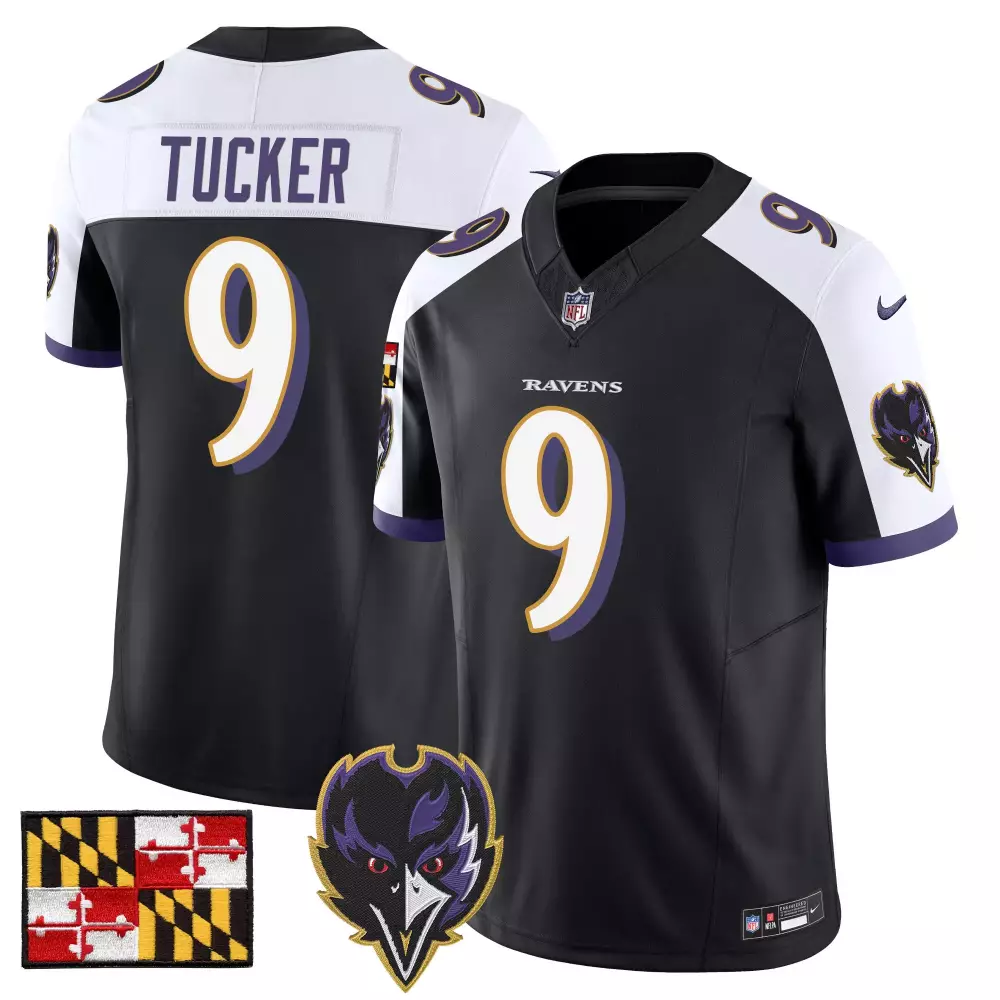 Justin Tucker Black Alternate Ravens Jersey | 2024 Pro Bowl Patch | Stitched for Men, Women & Youth