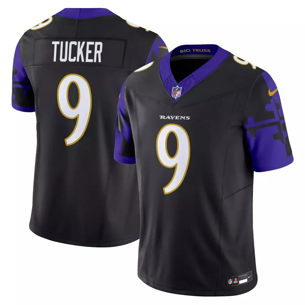 Justin Tucker Baltimore Ravens Maryland Flag Vapor Limited Jersey | Men's Stitched Fan Gear | For Men, Women & Youth