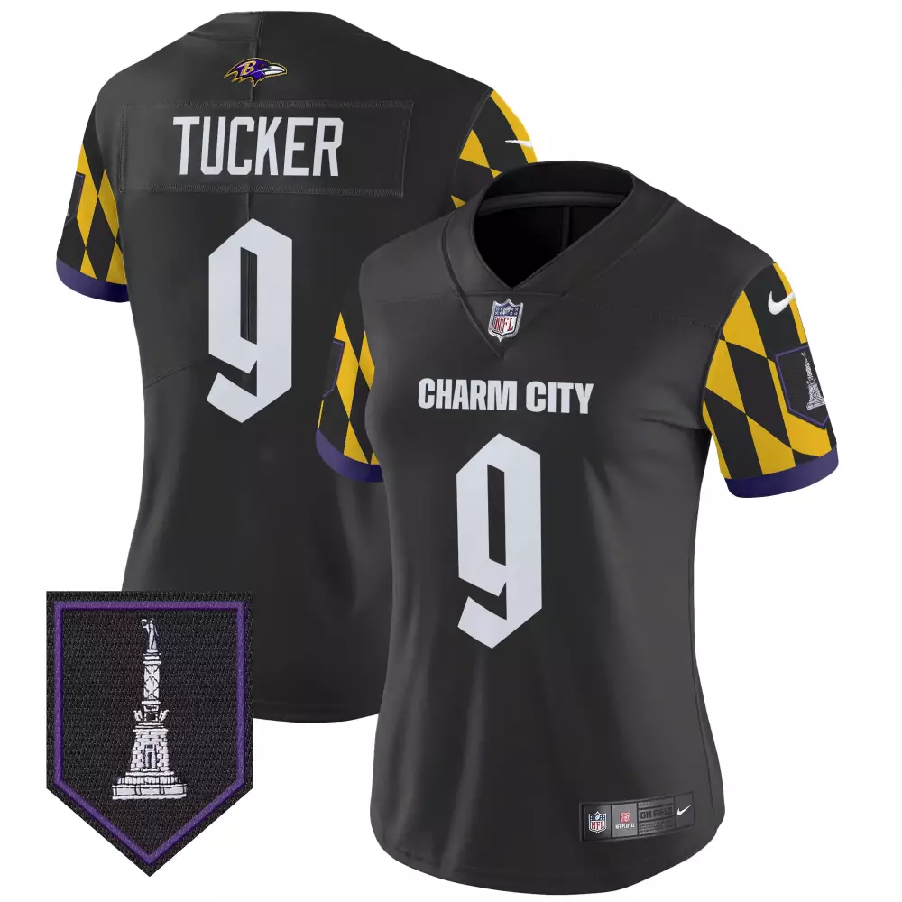 Justin Tucker Baltimore Ravens Women's City Edition Jersey | Black Stitched | Limited Edition Fan Gear | For Men, Women & Youth