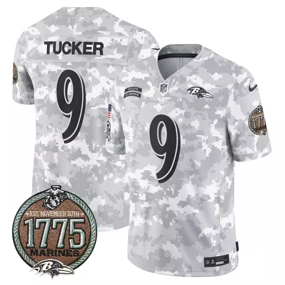 Justin Tucker Baltimore Ravens Men's Marines Salute to Service Jersey | 2024 | Stitched | Limited Edition Fan Gear | For Men, Women & Youth