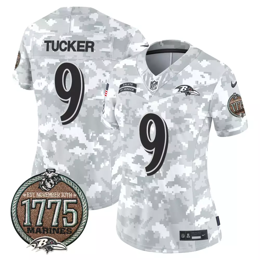 Justin Tucker Baltimore Ravens Women's Marines Salute to Service Jersey | 2024 | Stitched | Limited Edition Fan Gear | For Men, Women & Youth