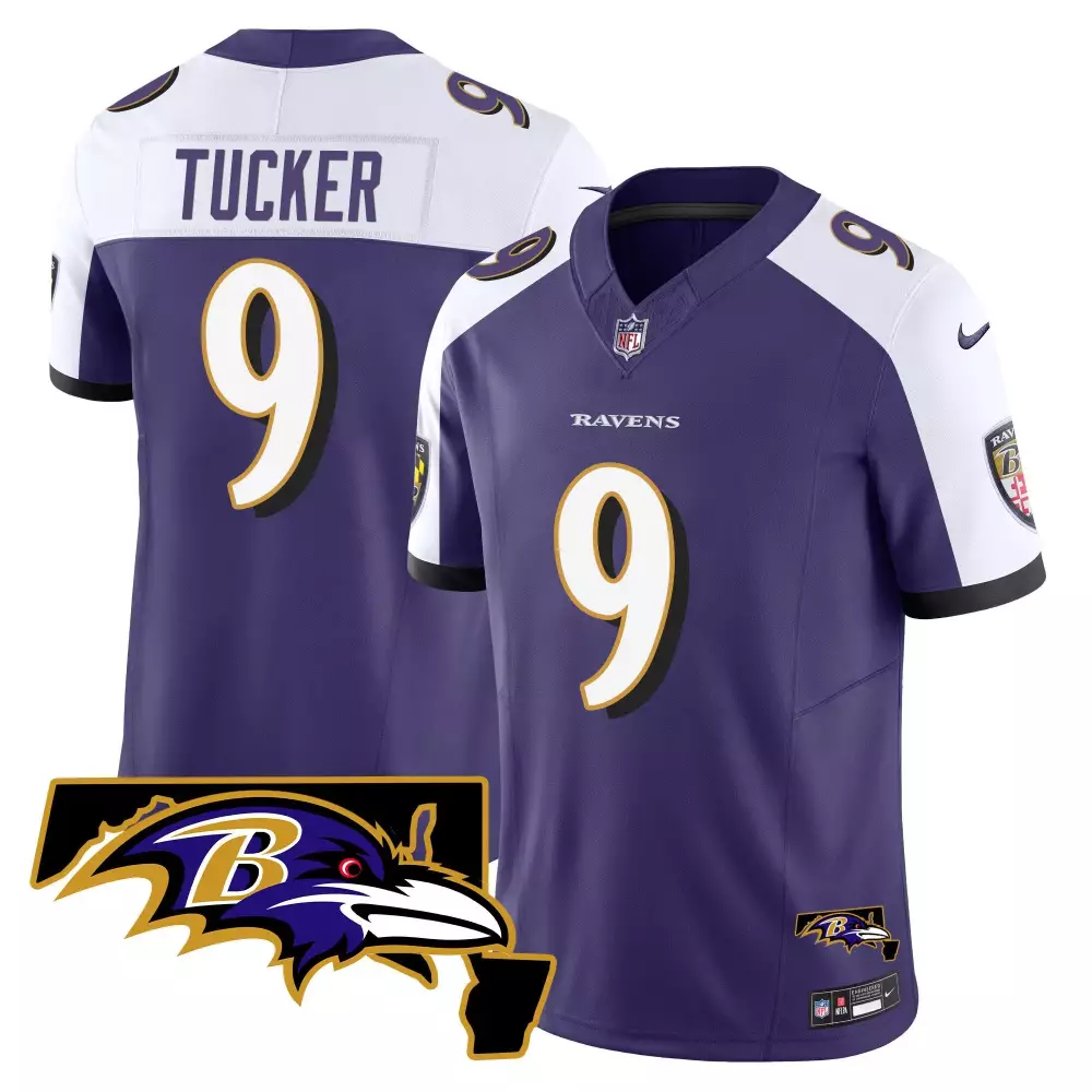 Justin Tucker Baltimore Ravens Purple Alternate Jersey | Maryland Patch Vapor Limited Edition | Fan Gear for Men, Women & Youth
