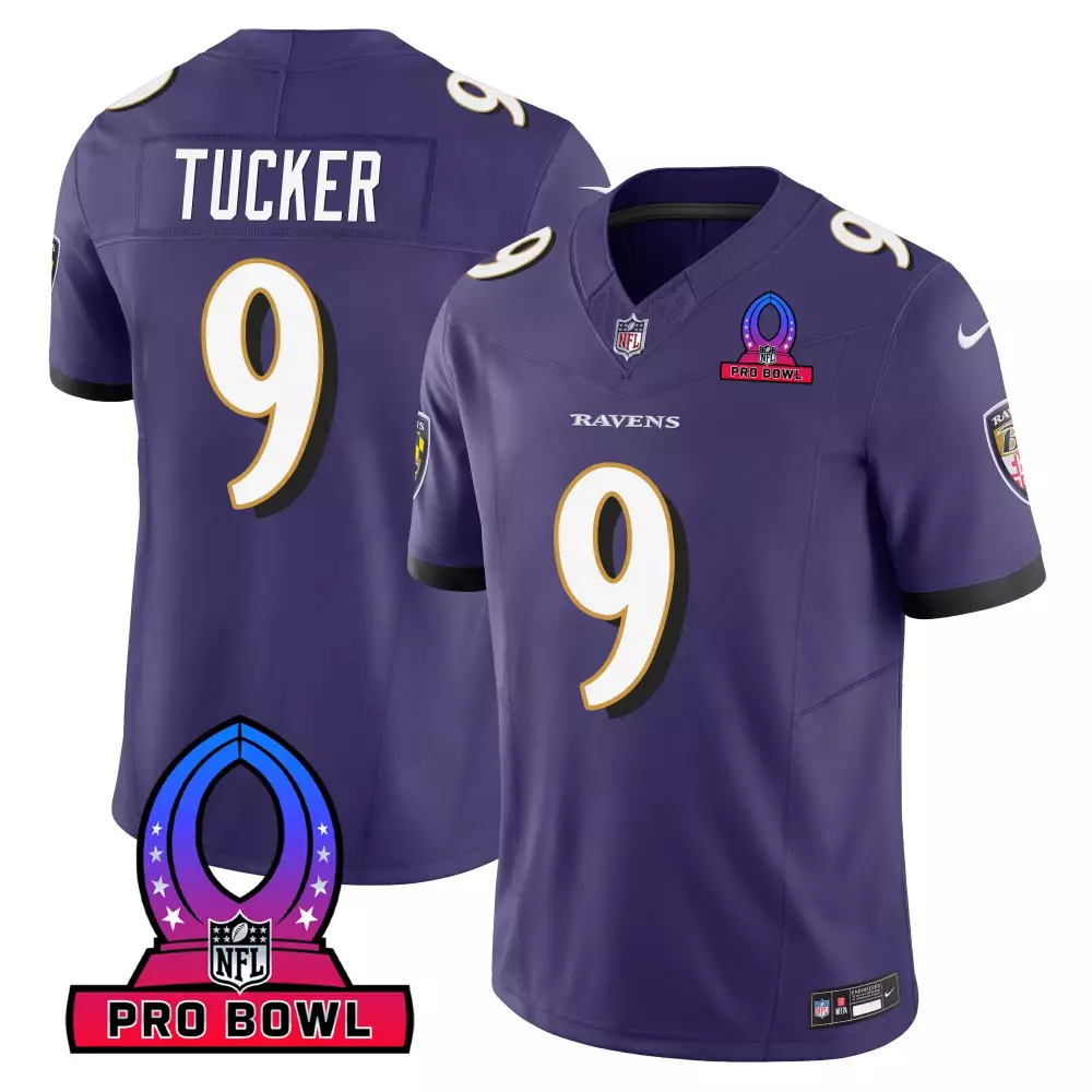 justin tucker purple mens baltimore ravens 2023 afc north champions patch vapor limited jersey all stitched