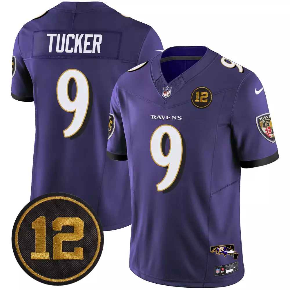 Justin Tucker Baltimore Ravens Jacoby Jones Patch Vapor Limited Jersey | Stitched Fan Gear | For Men, Women & Youth