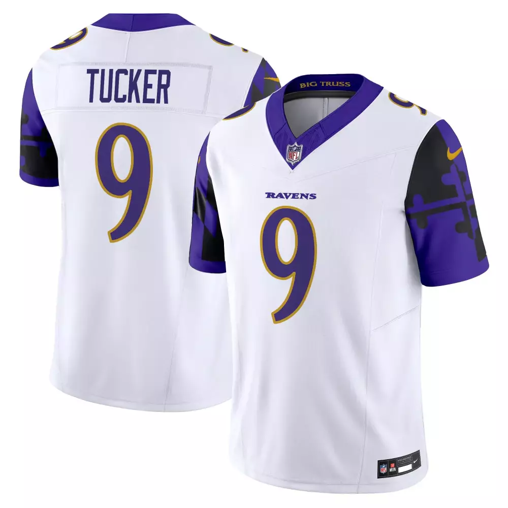 Justin Tucker Baltimore Ravens Maryland Flag Vapor Limited Jersey | Men's Stitched Fan Gear | For Men, Women & Youth