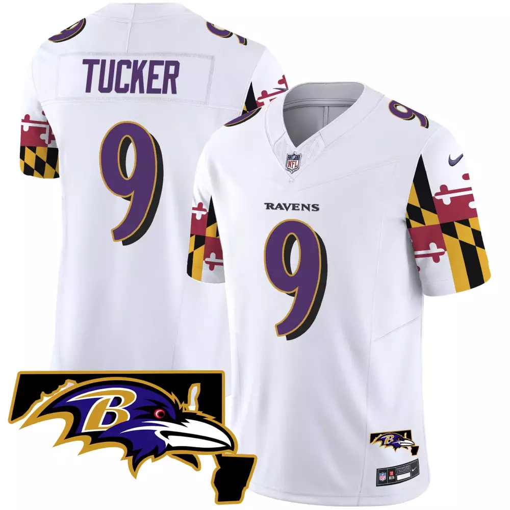 Justin Tucker Baltimore Ravens Maryland Flag Vapor Limited Jersey | Men's Stitched Fan Gear | For Men, Women & Youth