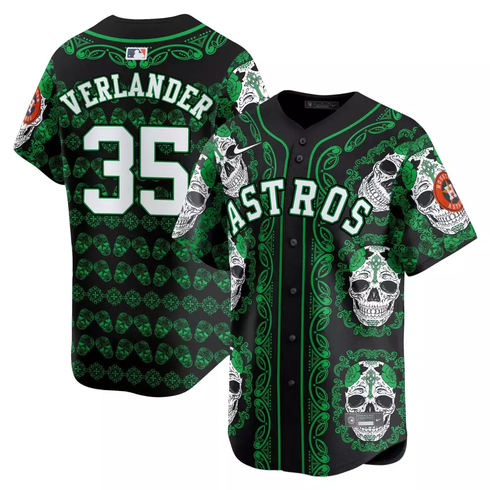 justin verlander green mens houston astros paisley sugar skull vapor premier limited jersey printed