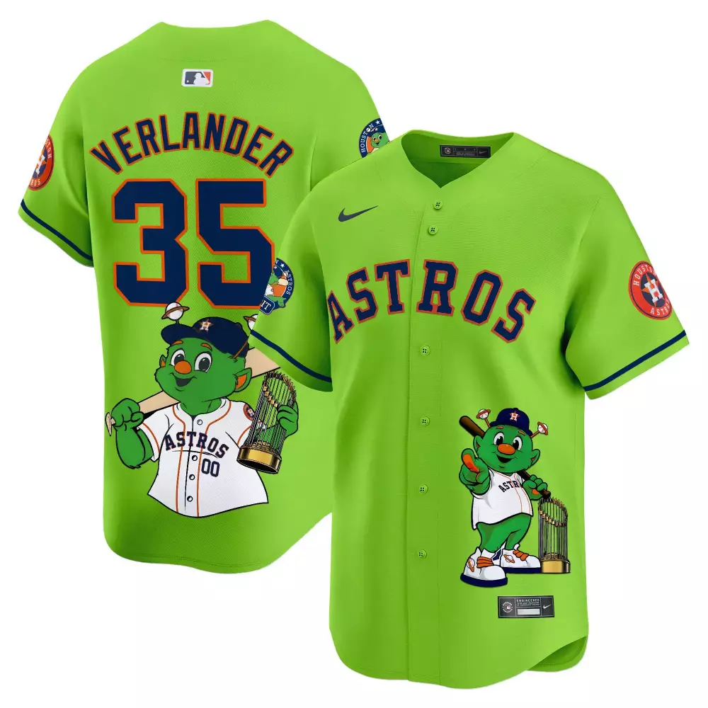 justin verlander green unisex houston astros orbit vapor premier limited jersey printed