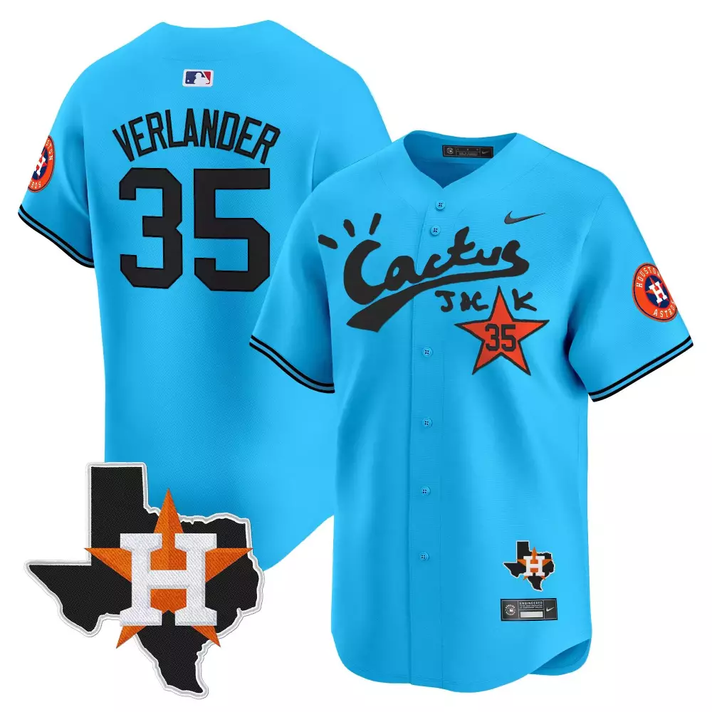 justin verlander light blue mens houston astros cactus jack patch vapor premier limited jersey v11 stitched