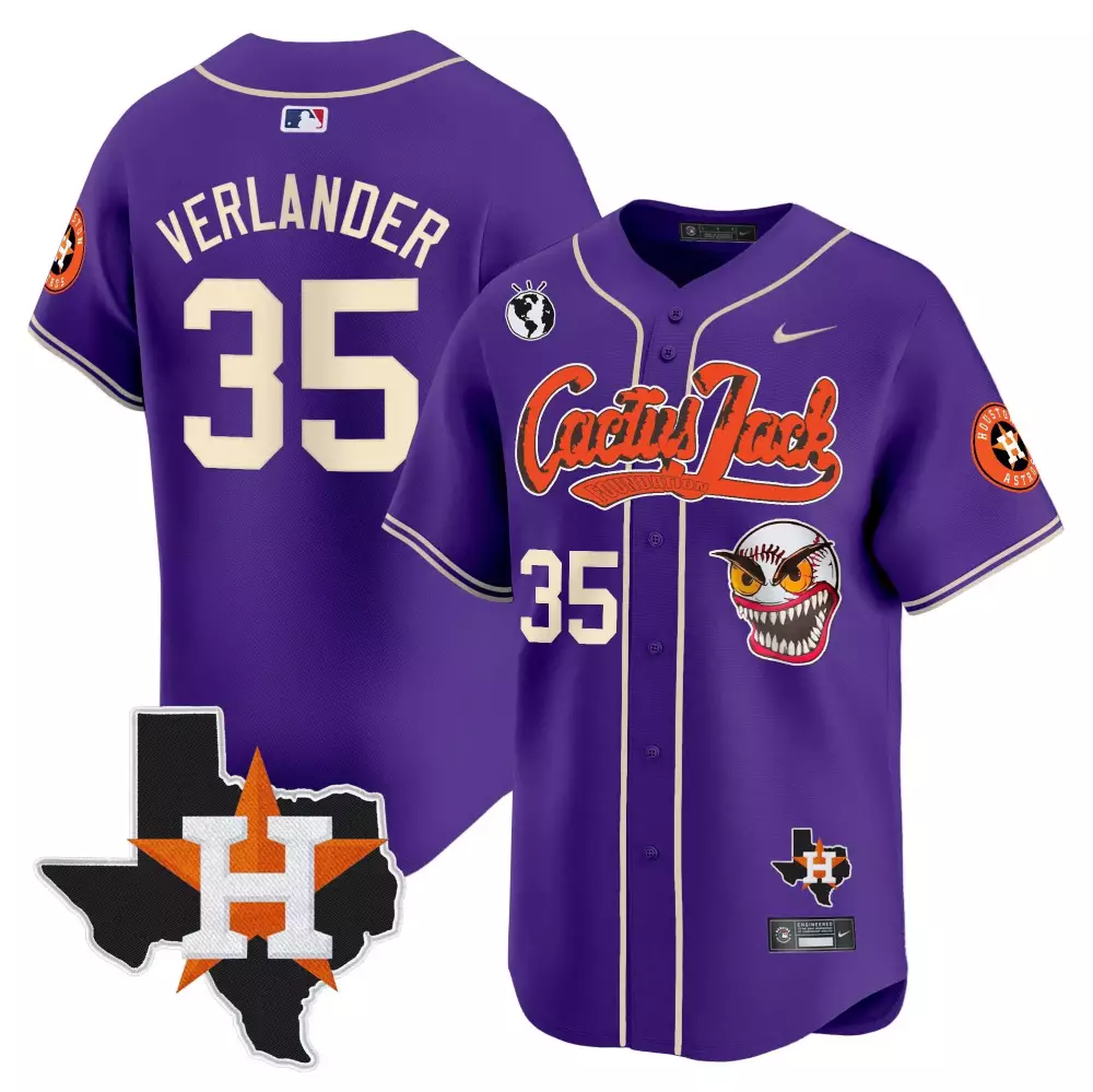 justin verlander purple mens houston astros cactus jack patch vapor premier limited jersey v12 stitched
