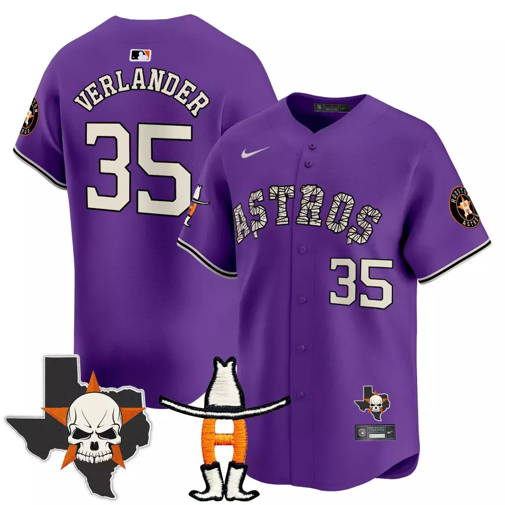 justin verlander purple mens houston astros cactus jack patch vapor premier limited jersey v12 stitched