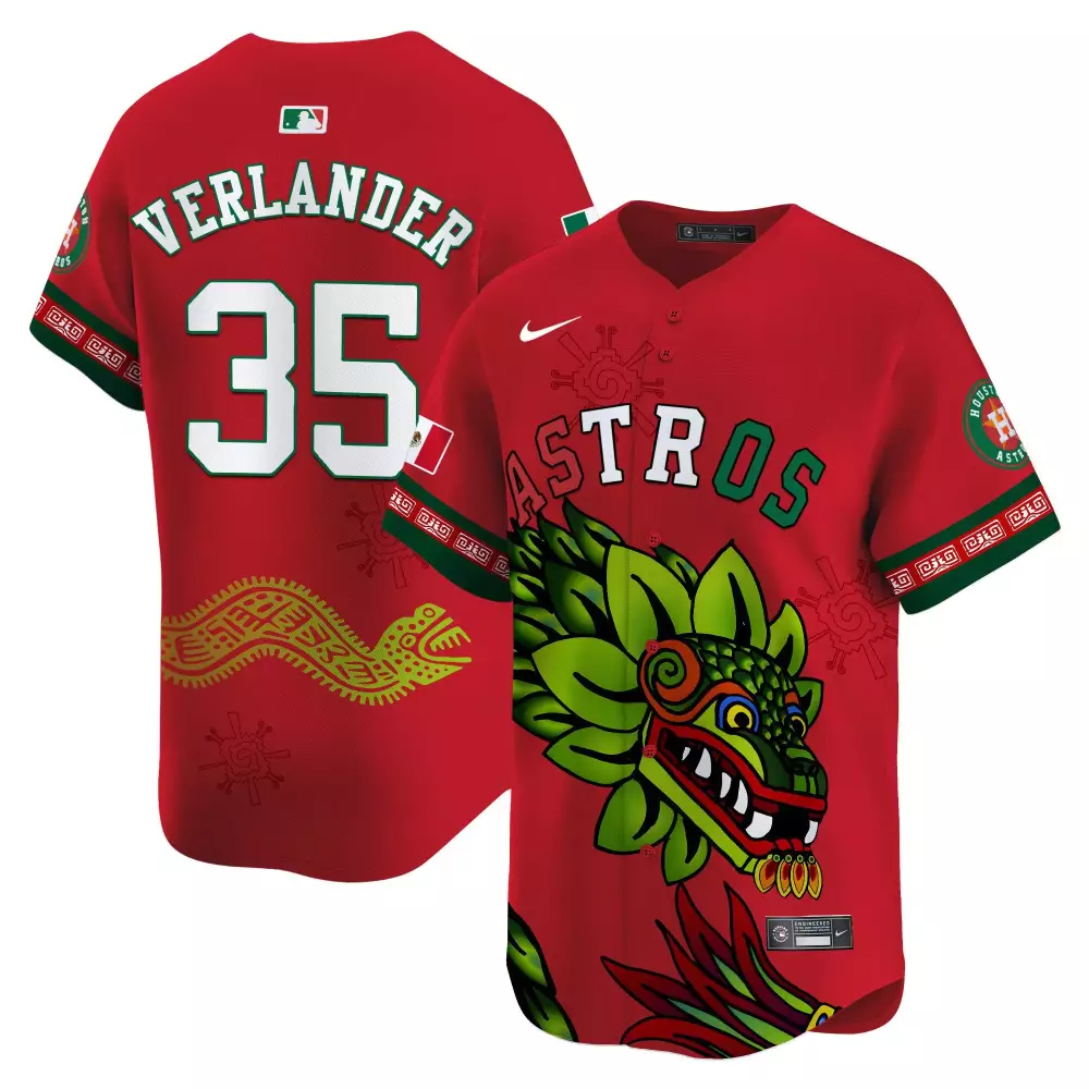 justin verlander red mens houston astros mexico quetzalcoatl aztec vapor limited jersey printed