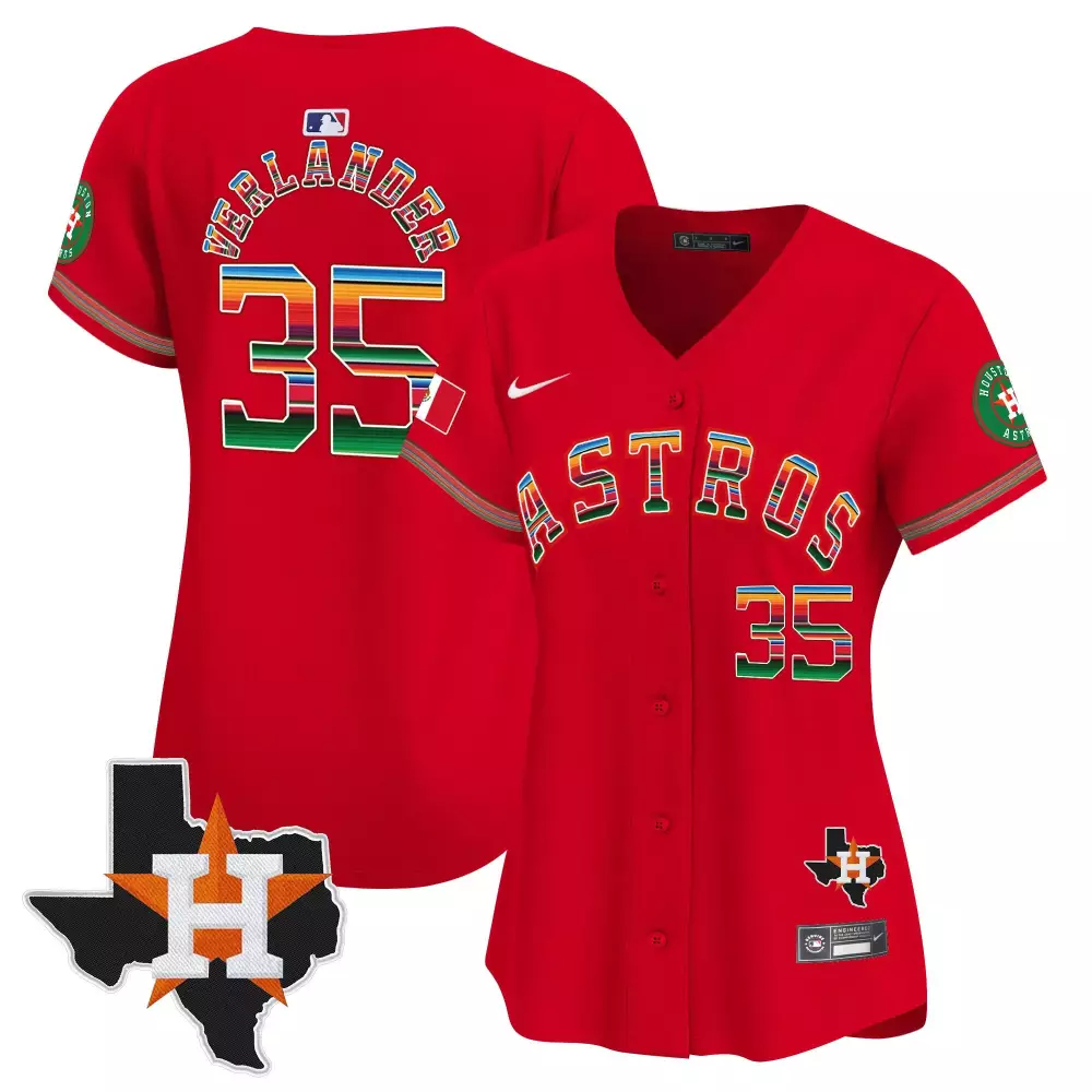 justin verlander red womens houston astros 2024 independence day vapor premier limited jersey all stitched
