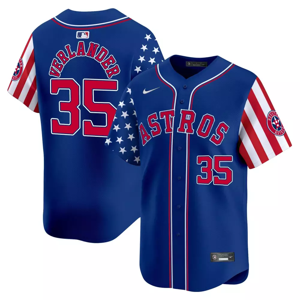 justin verlander royal mens houston astros 2024 fourth of july vapor premier limited jersey v2 all stitched