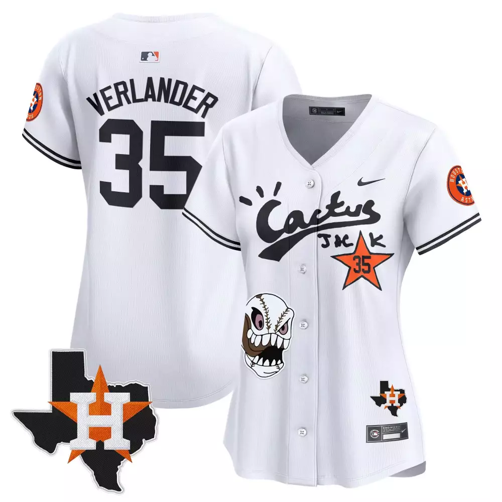justin verlander white womens houston astros cactus jack patch vapor premier limited jersey all stitched