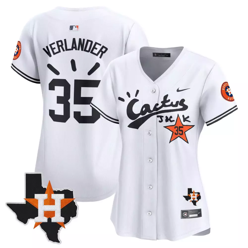 justin verlander white womens houston astros cactus jack patch vapor premier limited jersey all stitched