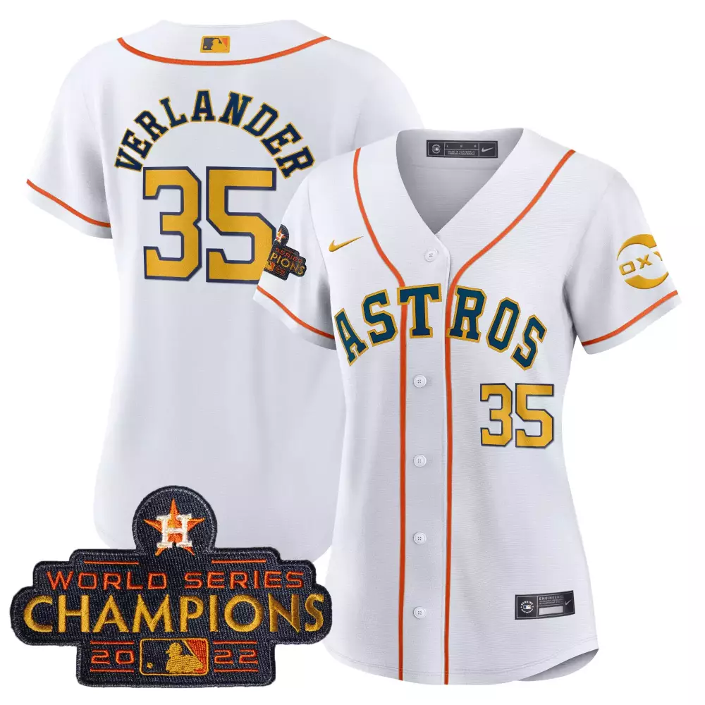 Justin Verlander Women's Houston Astros Home Cooperstown Limited Jersey | 2022 Champions | Stitched | For Men, Women & Youth