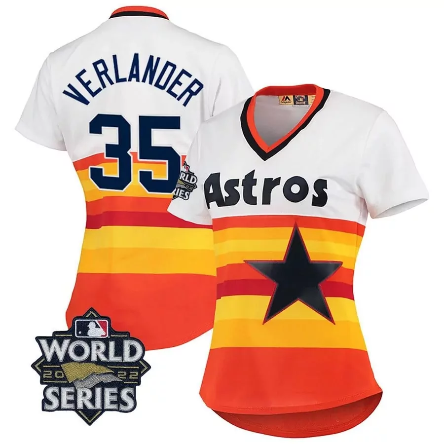 justin verlander women houston astros 2022 world series white home cooperstown collection player jersey all stitched