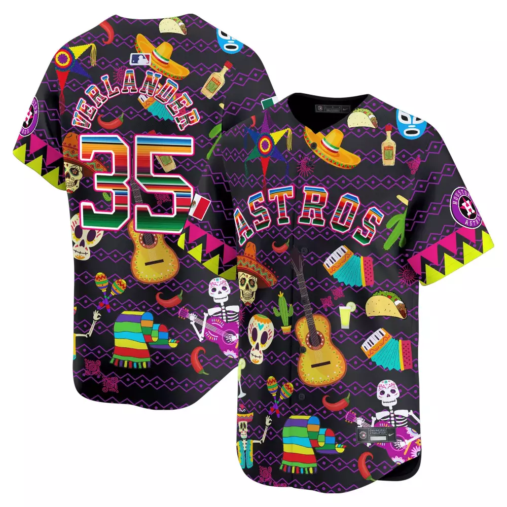 Justin Verlander Youth Houston Astros Mexican Serape Sugar Skull Vapor Premier Limited Jersey | Printed Fan Gear | For Men, Women & Youth