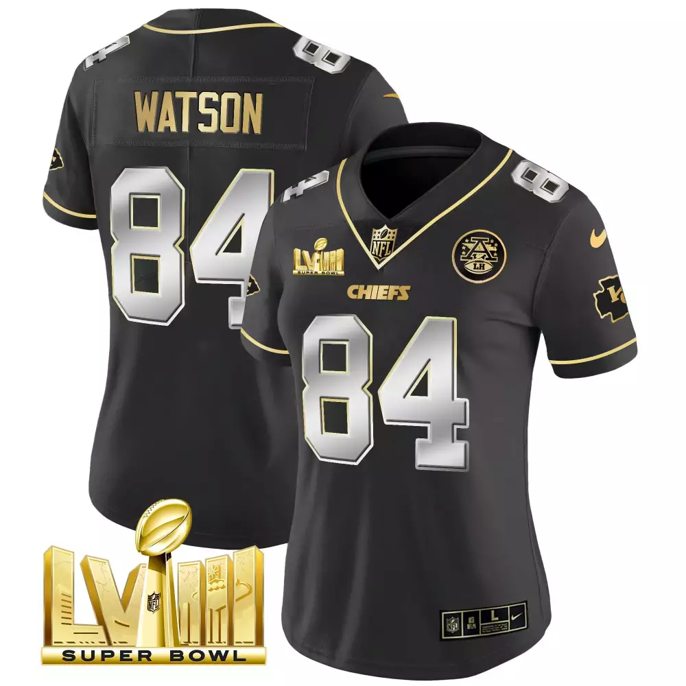 justin watson black limited womens kansas city chiefs super bowl lviii back 2 back patch vapor jersey v5 all stitched
