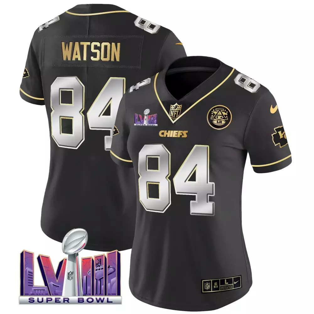 justin watson black limited womens kansas city chiefs super bowl lviii back 2 back patch vapor jersey v5 all stitched