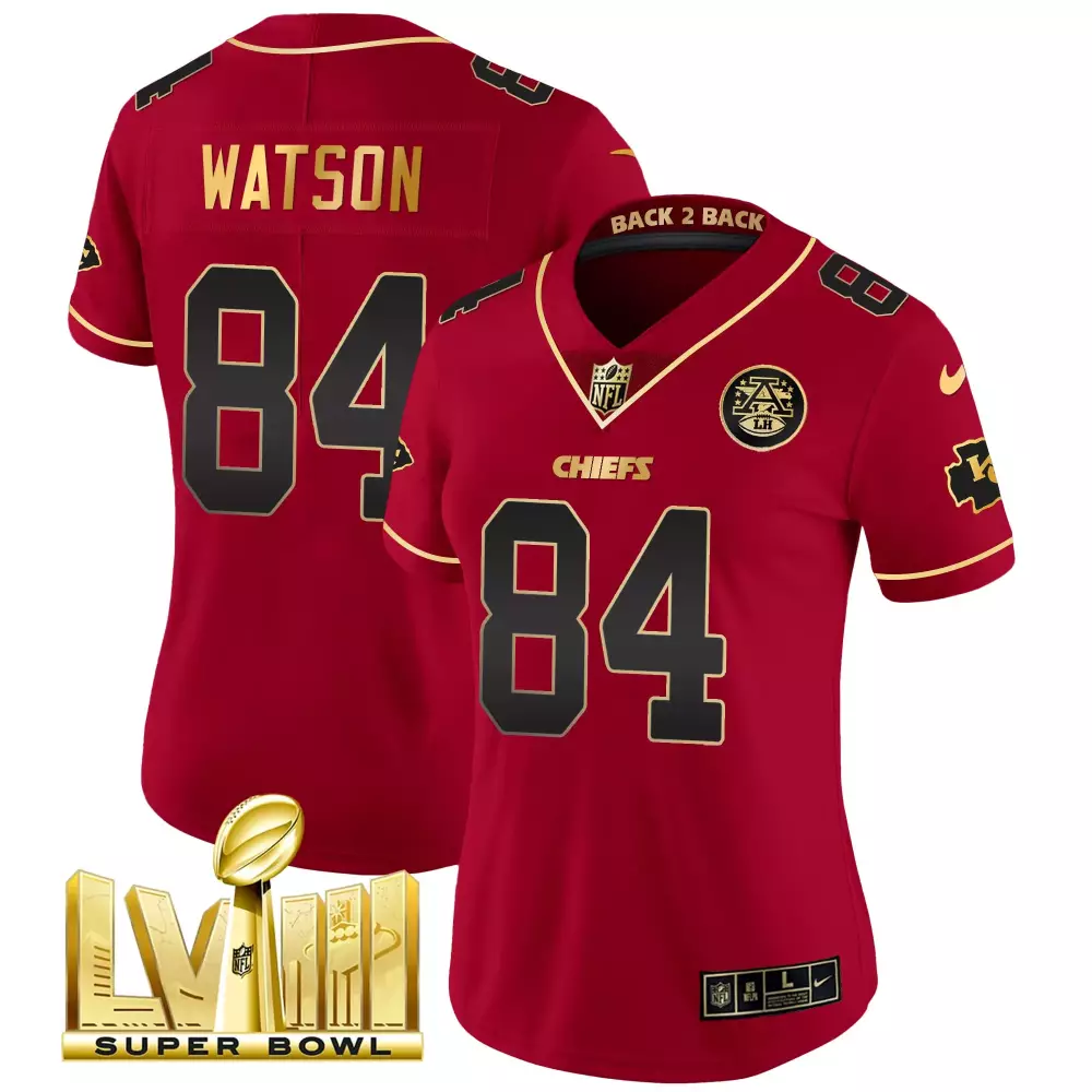 justin watson red special womens kansas city chiefs super bowl lviii back 2 back patch vapor jersey all stitched