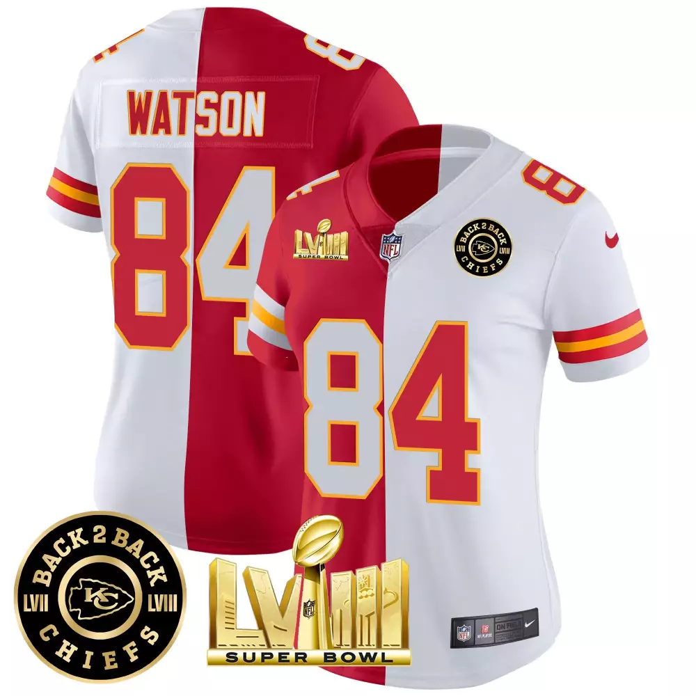 justin watson split womens kansas city chiefs super bowl lviii back 2 back patch vapor jersey v4 all stitched