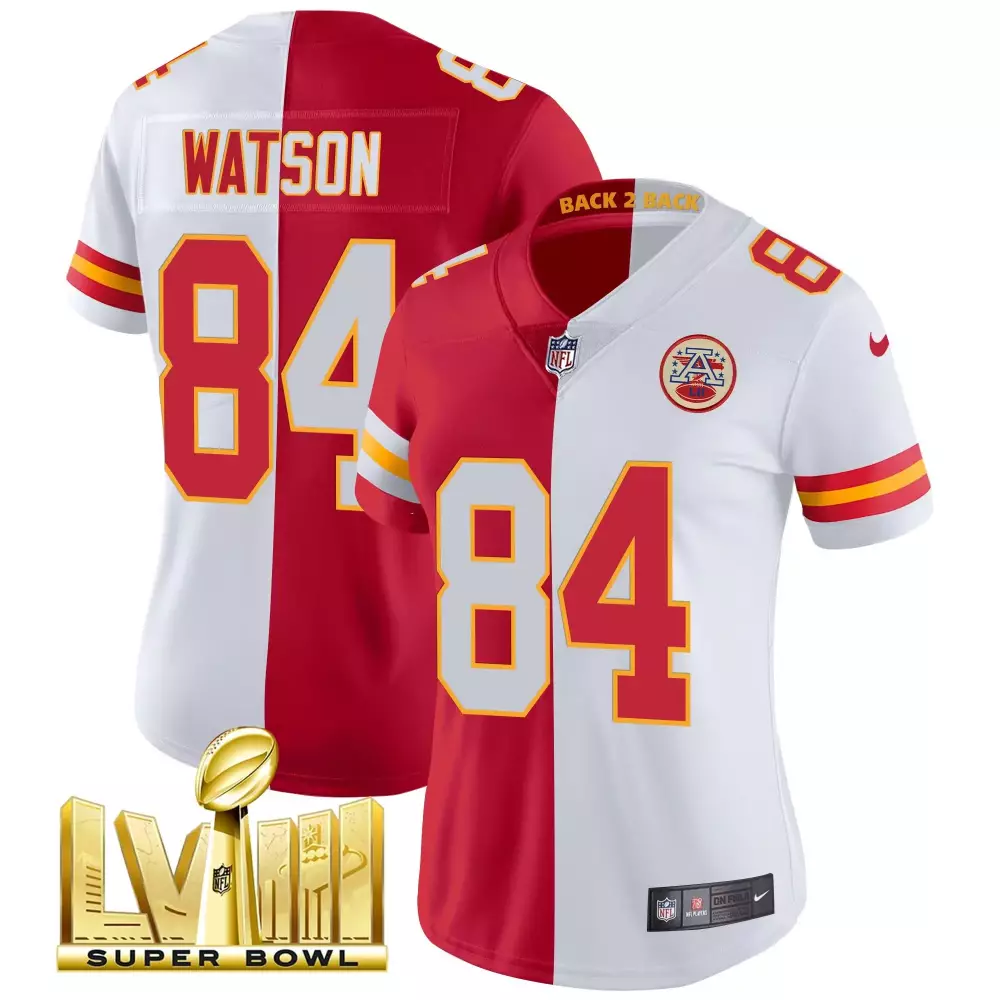 justin watson split womens kansas city chiefs super bowl lviii back 2 back patch vapor jersey v4 all stitched