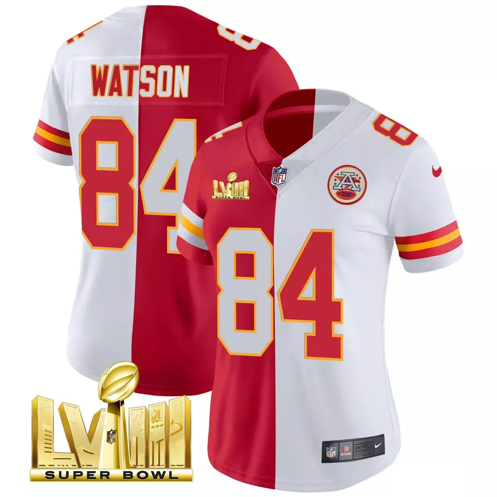 justin watson split womens kansas city chiefs super bowl lviii back 2 back patch vapor jersey v4 all stitched
