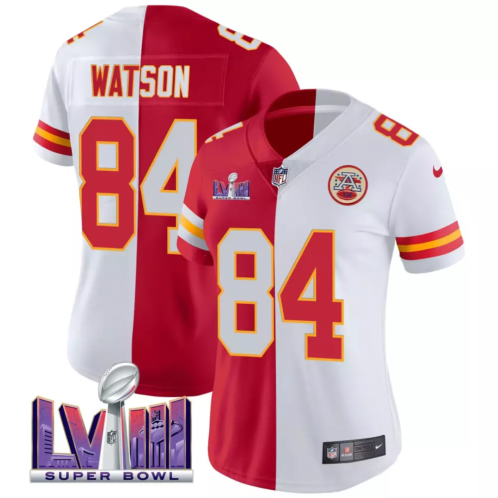 justin watson split womens kansas city chiefs super bowl lviii back 2 back patch vapor jersey v4 all stitched