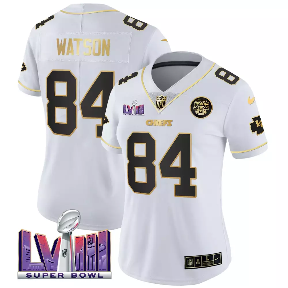 justin watson white gold womens kansas city chiefs super bowl lviii patch vapor jersey v4 all stitched
