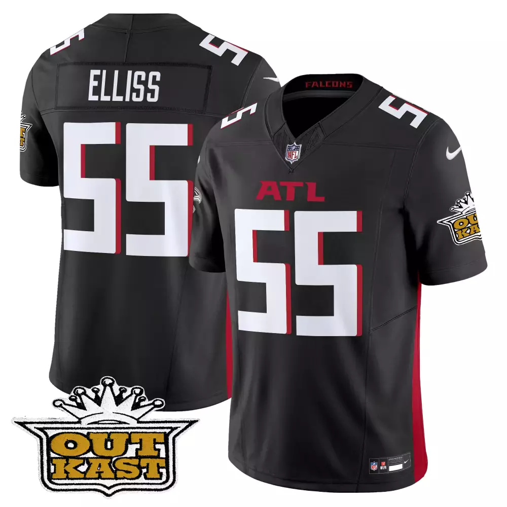 kaden elliss black mens outkast x atlanta falcons 2024 vapor limited jersey all stitched