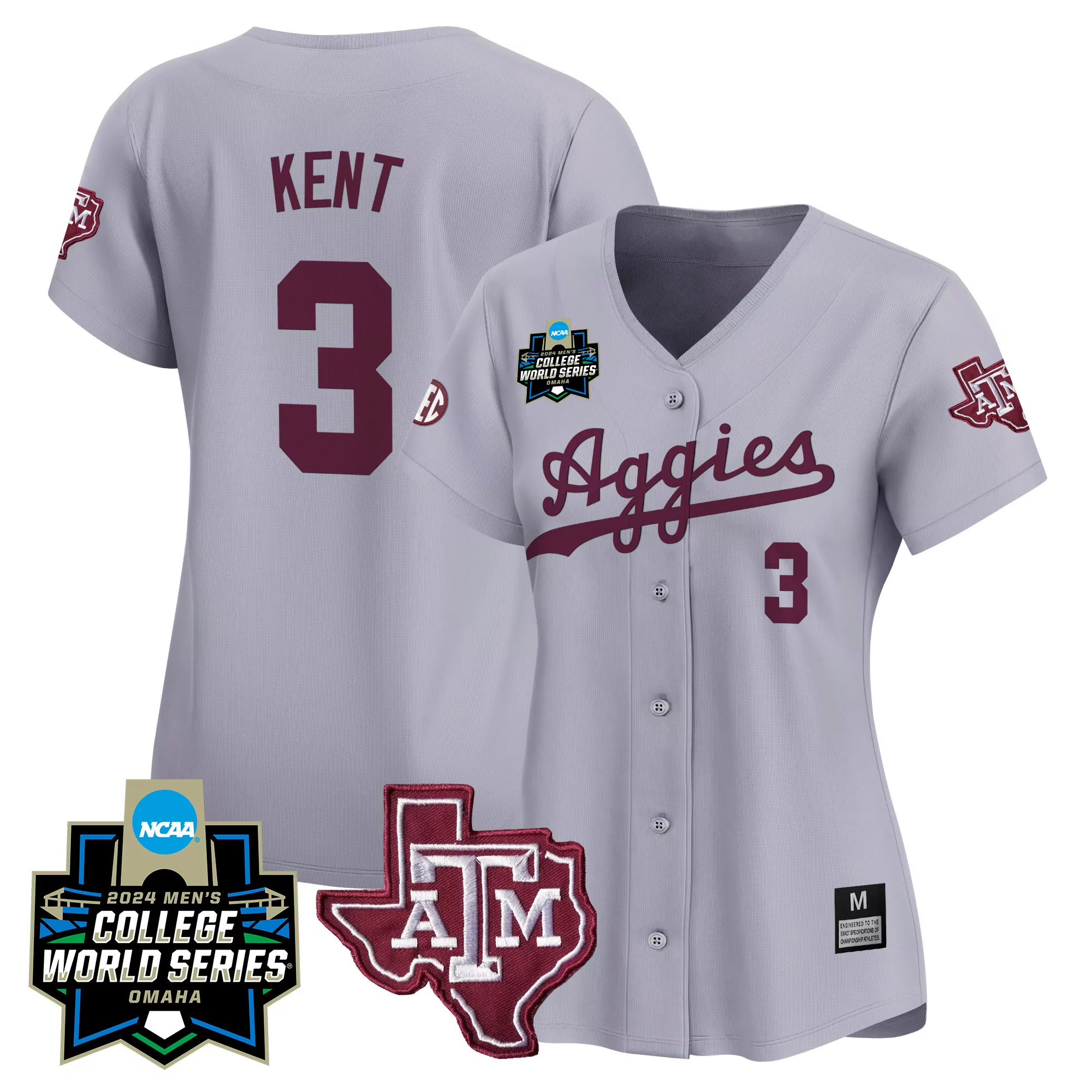 kaeden kent black gold mens texas am aggies 2024 college world series vapor premier limited jersey all stitched