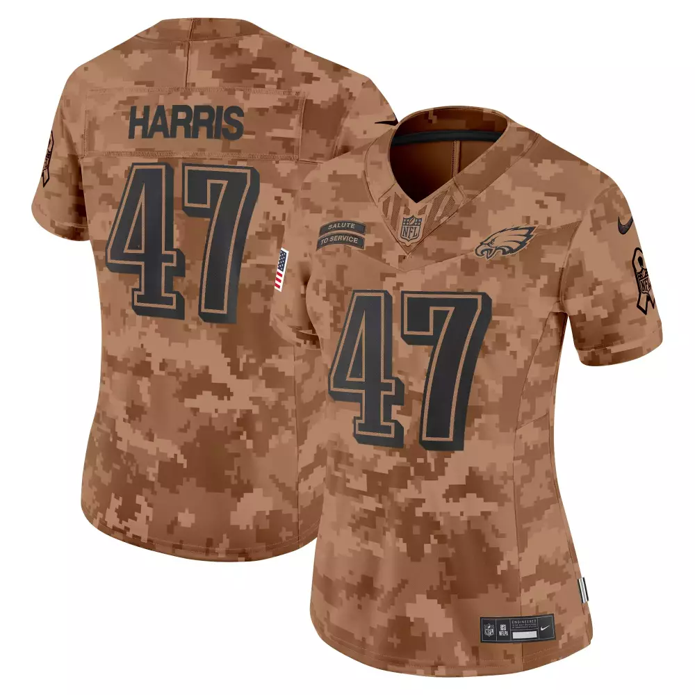 kamala harris brown camo mens philadelphia eagles 2024 salute to service vapor limited jersey all stitched