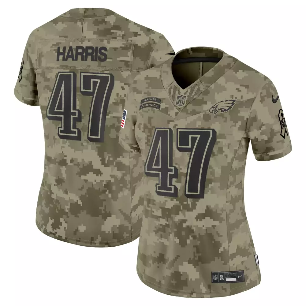 kamala harris brown camo mens philadelphia eagles 2024 salute to service vapor limited jersey all stitched