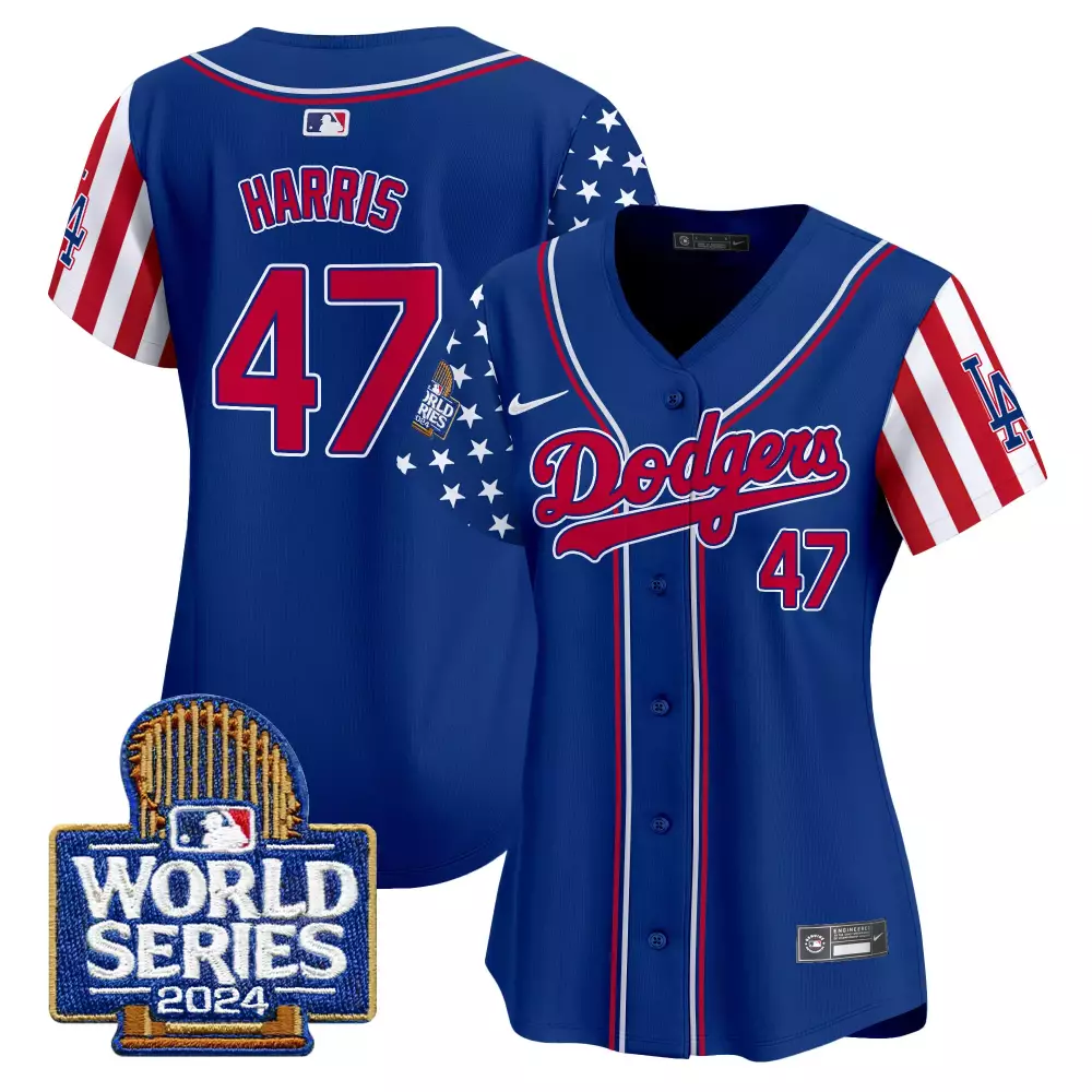 kamala harris royal womens los angeles dodgers american style 2024 world series vapor premier limited jersey all stitche
